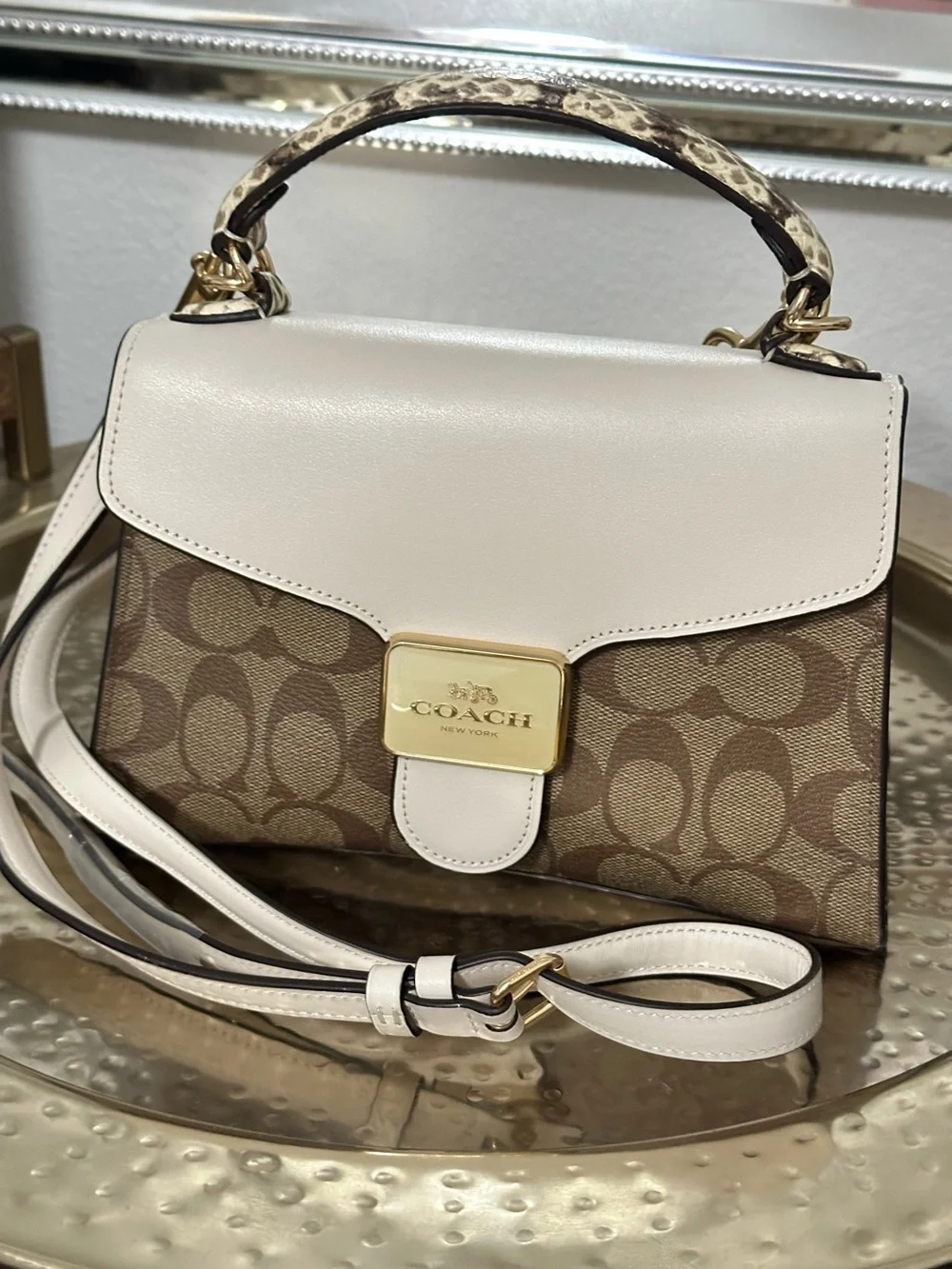 Coach Pepper Satchel Signature Canvas NWT